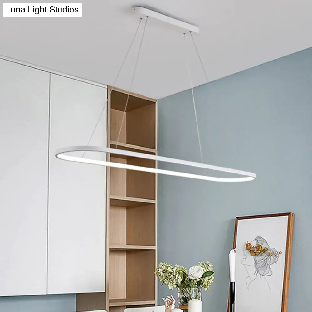 DecorBites™ modern oval suspended led light in black and white metal with sleek minimalist design 220v-240v 110v-120v light type