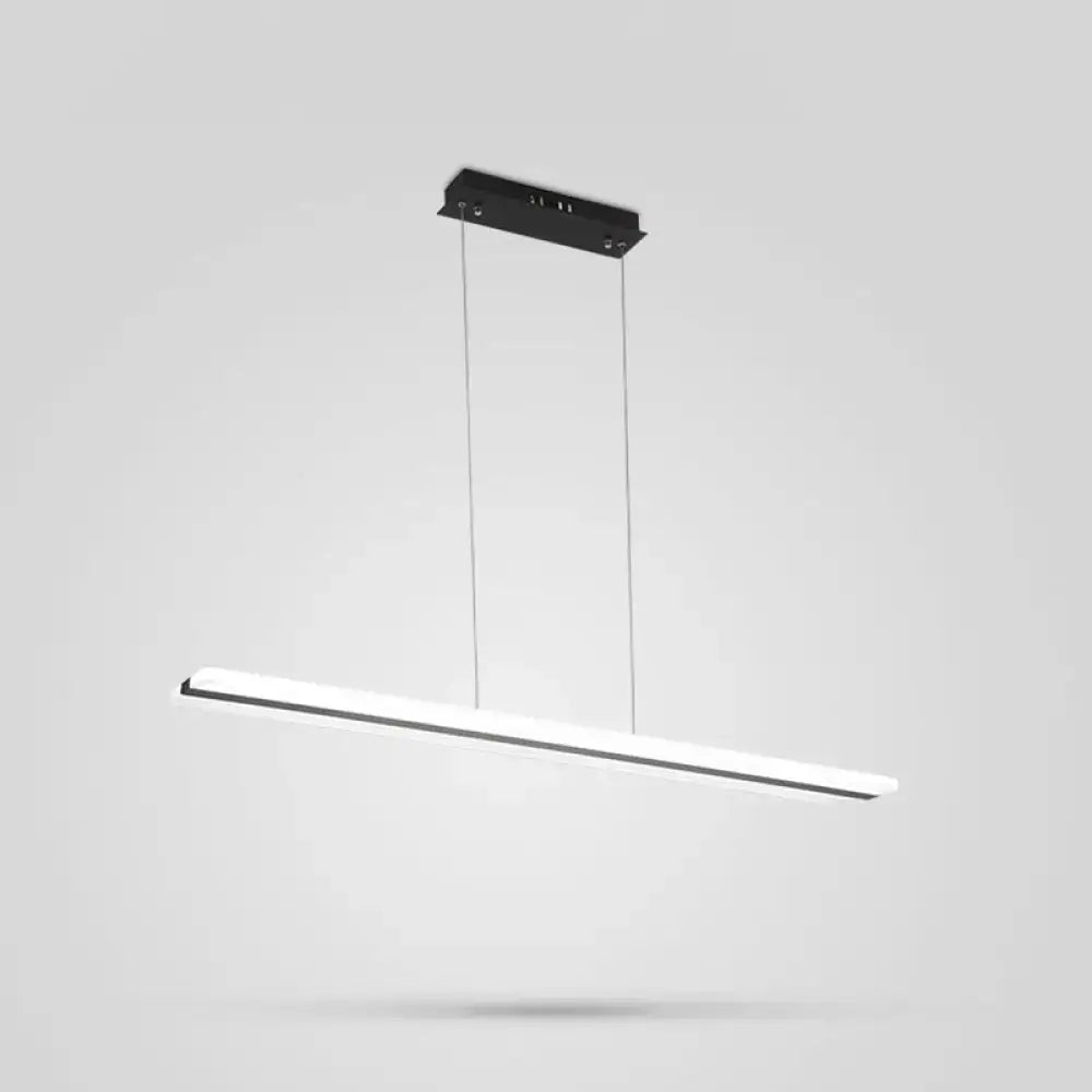 DecorBites minimalist LED hanging lamp with black-white plank design and white acrylic diffuser for island lighting