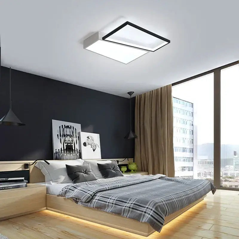 Modern black and white rectangular ceiling light with a sleek frame ideal as a bedroom lamp ceiling or lamp ceiling light