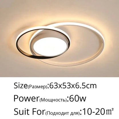 Modern black and white rectangular led ceiling light with two concentric rings emitting warm glow perfect for living room decorbites led ceiling