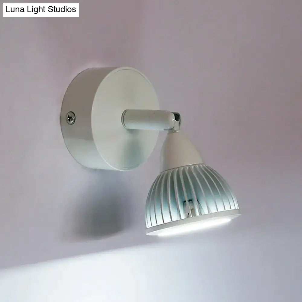 Modern black and white wall light with ribbed translucent diffuser and metallic arm for bedroom led spotlight use