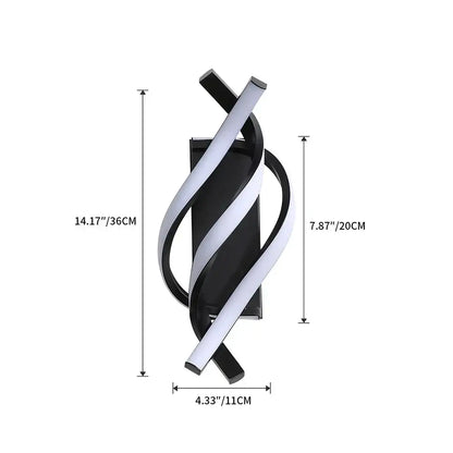 Modern black and white sculptural led wall lamps with sleek twisted design for stylish bedroom lighting wall lamps