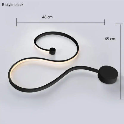 Black led wall lamp with sleek modern s-shaped design and illuminated edges for decorbites contemporary acrylic wall decor