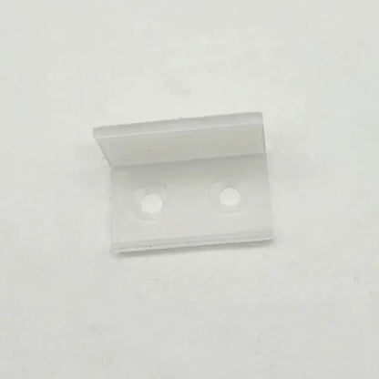 Clear plastic l-shaped bracket with two circular holes for modern black and white tube bar light decorbites led black installation