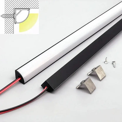 Two slim led strip tube bar lights in black and white with aluminum casing and exposed wiring for modern decorbites led black bar light