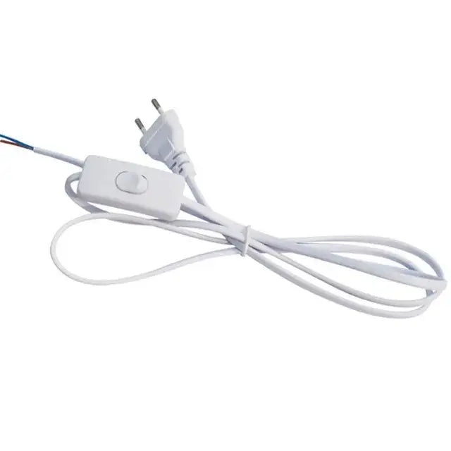 White electrical cord with integrated switch and european plug for modern black and white tube bar light decorbites led black