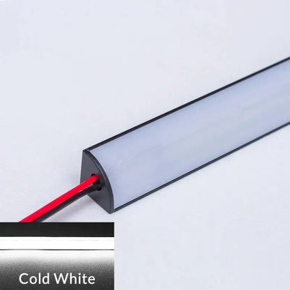 Modern black and white tube bar light with cold white led strip light in black casing and visible red wire for decorbites led black