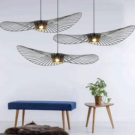 Modern black wing-shaped metal pendant ceiling chandelier with warm bulbs ideal for decorbites designer pendant lighting