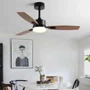 Modern black and wood blade ceiling fan with integrated led light for living room with sleek ceiling fan design