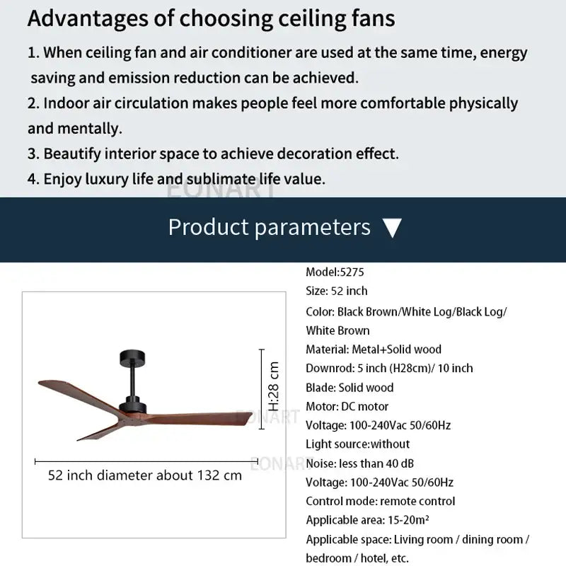Modern black wooden ceiling fan with black metal motor and solid wood blades in black brown finish for living room decorbites black wooden ceiling