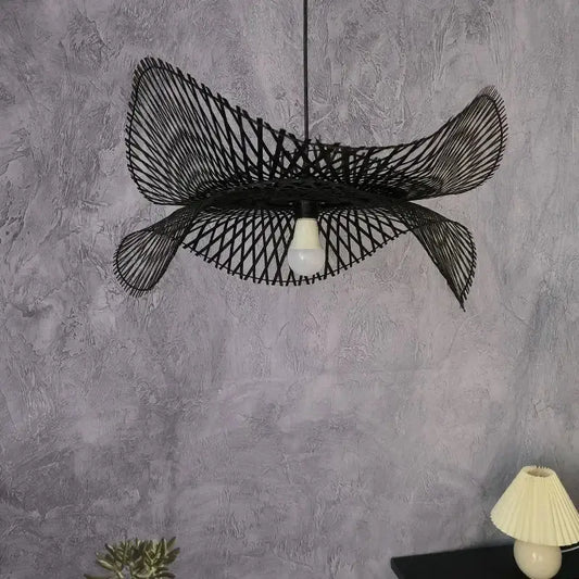 Modern black woven metal pendant light with butterfly design ideal for pendant lights and decorbites bamboo pendant decor