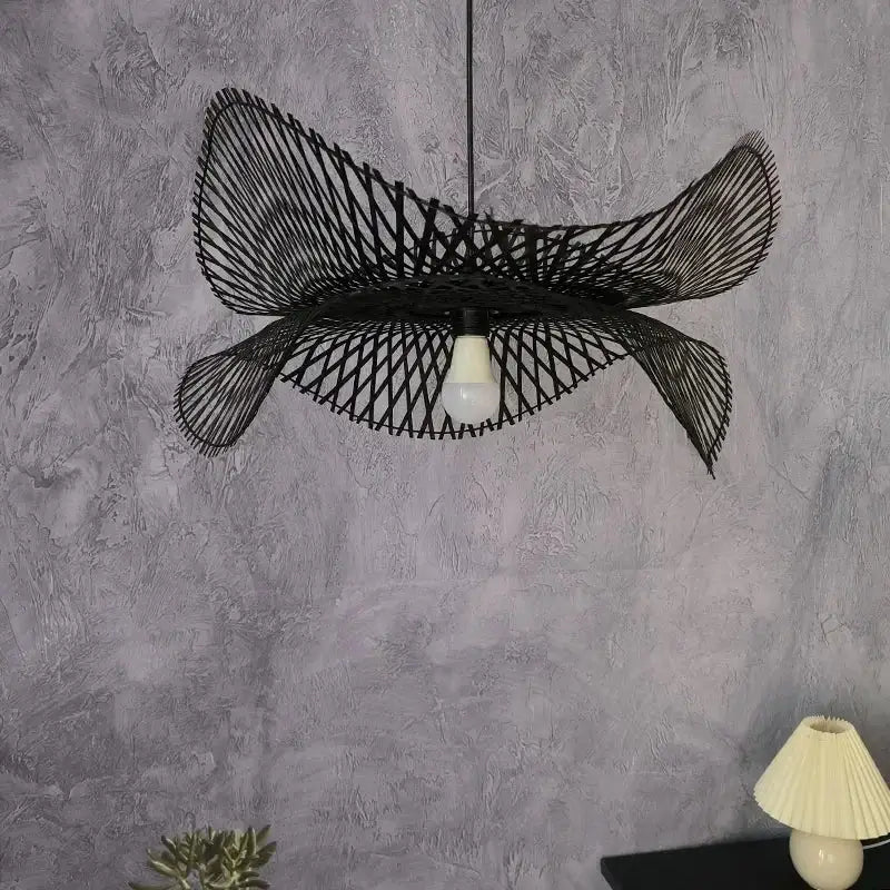Modern black woven metal pendant light with butterfly design ideal for pendant lights and decorbites bamboo pendant decor