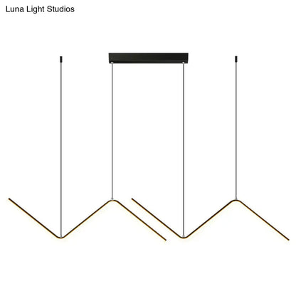 Modern black decorbites z-shaped metal led suspension light fixture with sleek angular arms and warm glow metal finish adds elegance