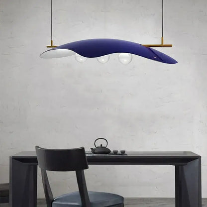 Modern blue glass bubble chandelier dining room pendant light featuring a navy blue shade and gold decorbites glass bubble design