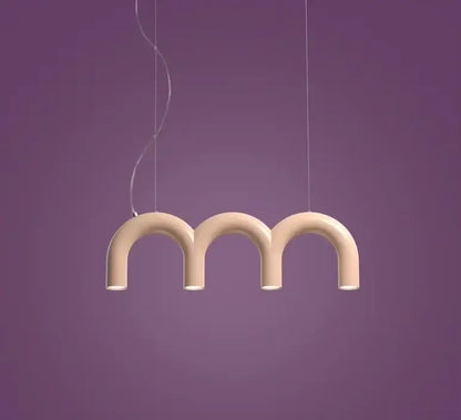 Cream-colored minimalist kitchen pendant light with three curved arches for decorbites blue metal arch chandelier design