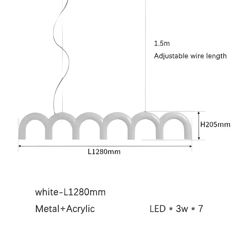 White modern led kitchen pendant light with blue metal arch and acrylic segments metal arch chandelier decorbites blue metal