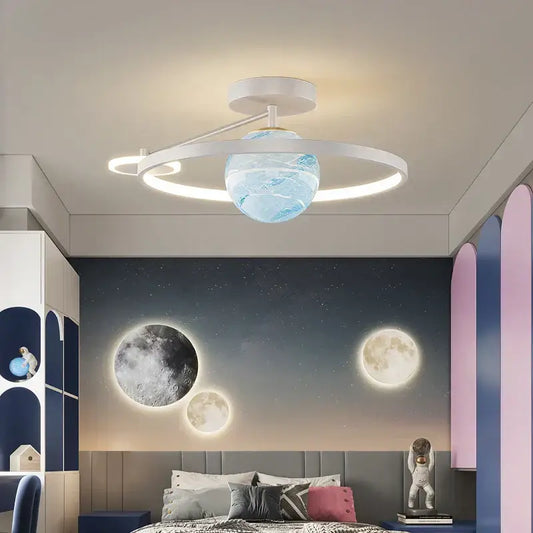 Modern blue star led pendant light with white circular fixture and translucent blue globe for bedroom decorbites blue star