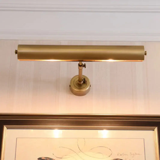 Modern brass adjustable bathroom vanity sconce with elongated rectangular shade compatible with 110v-120v and 220v-240v