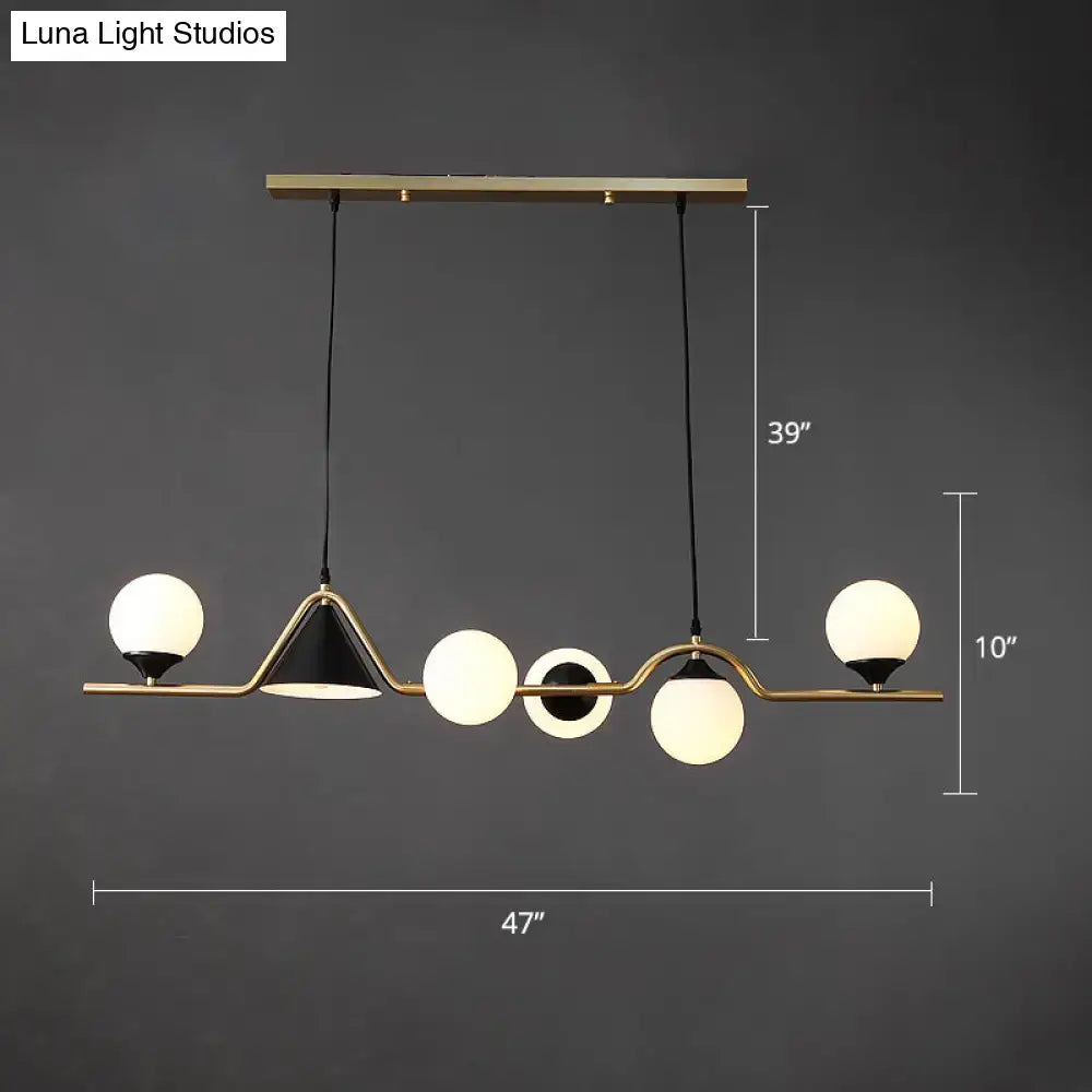 Decorbites minimalist gold metal dining pendant lamp with brass and black ball hanging island light fixture