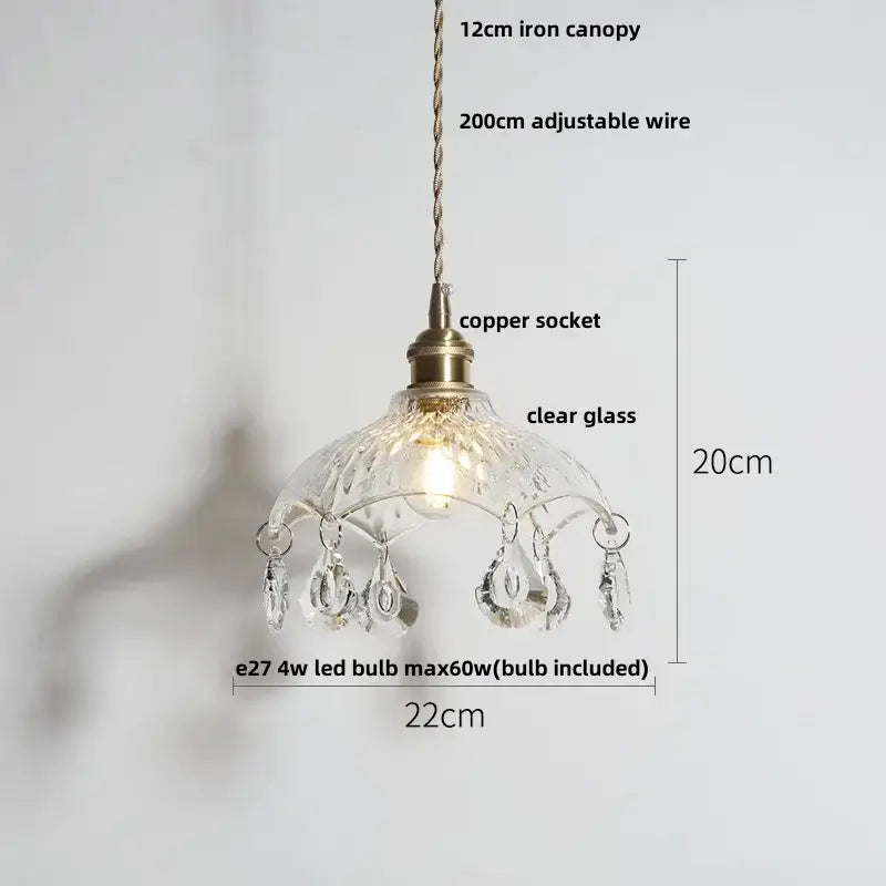 Modern brass and clear glass led pendant lamp with decorbites clear glass and crystal teardrop pendants for dining room decor