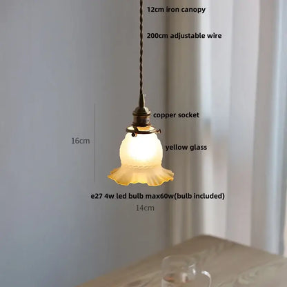 Modern brass pendant lamp with a yellow glass shade and twisted copper wire for dining room decorbites clear glass led lighting