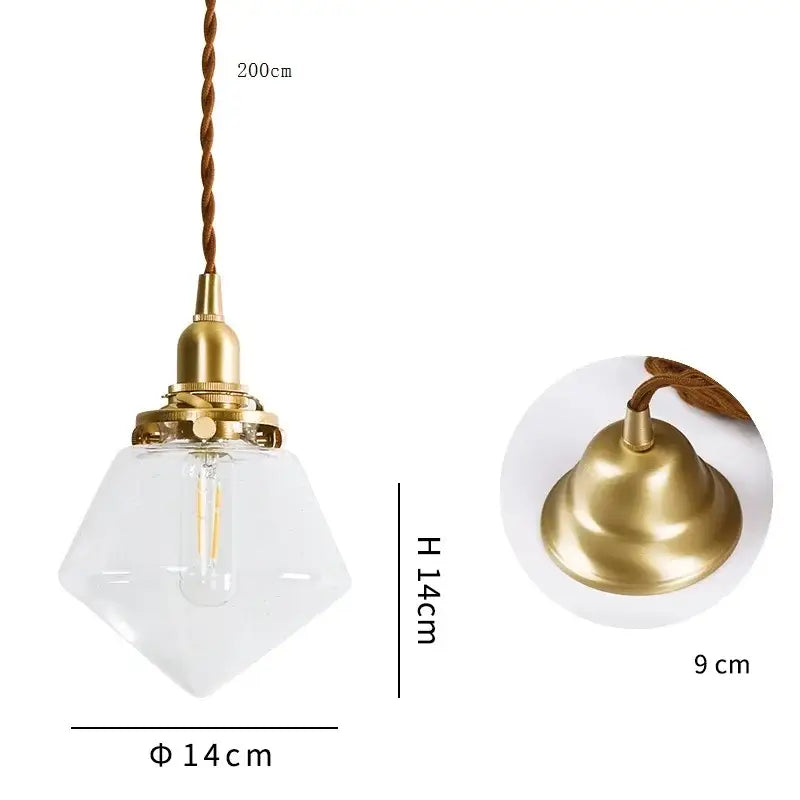 Modern brass and clear glass led pendant light with brass fixture and twisted cord for dining room decorbites clear glass