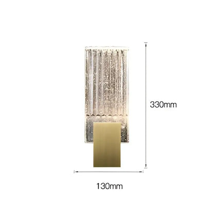 Modern brass and crystal wall light with textured translucent glass panel and brushed brass base for bedroom decorbites crystal wall light