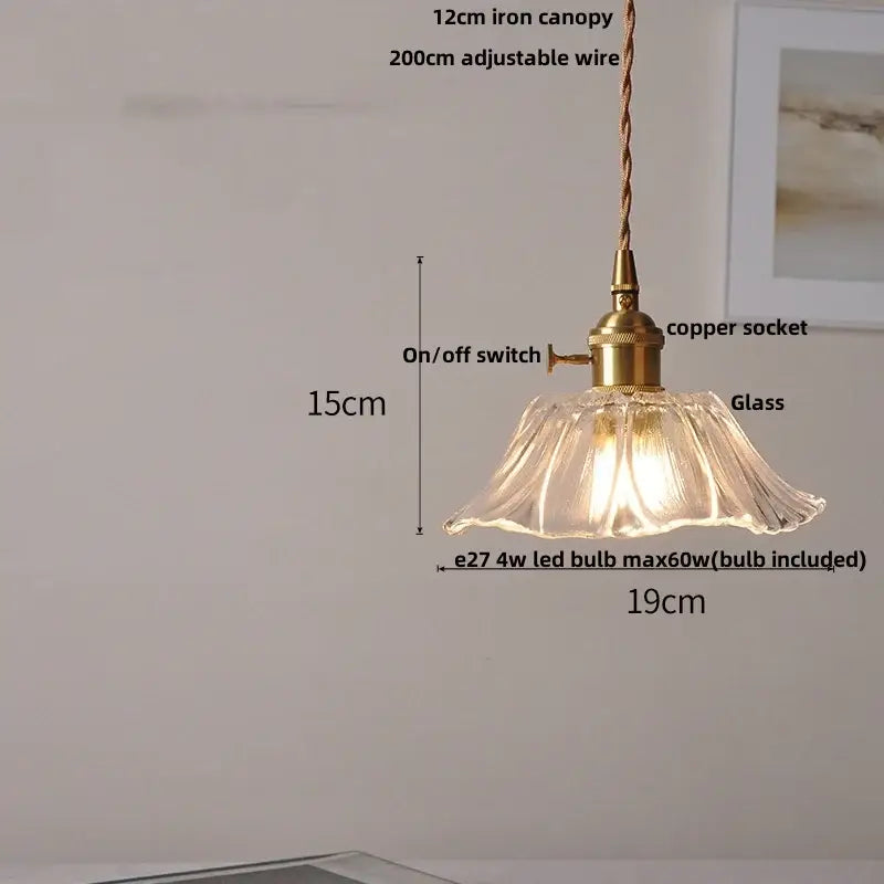 Modern brass and cut glass led pendant light with fluted glass and adjustable iron canopy for dining room lighting