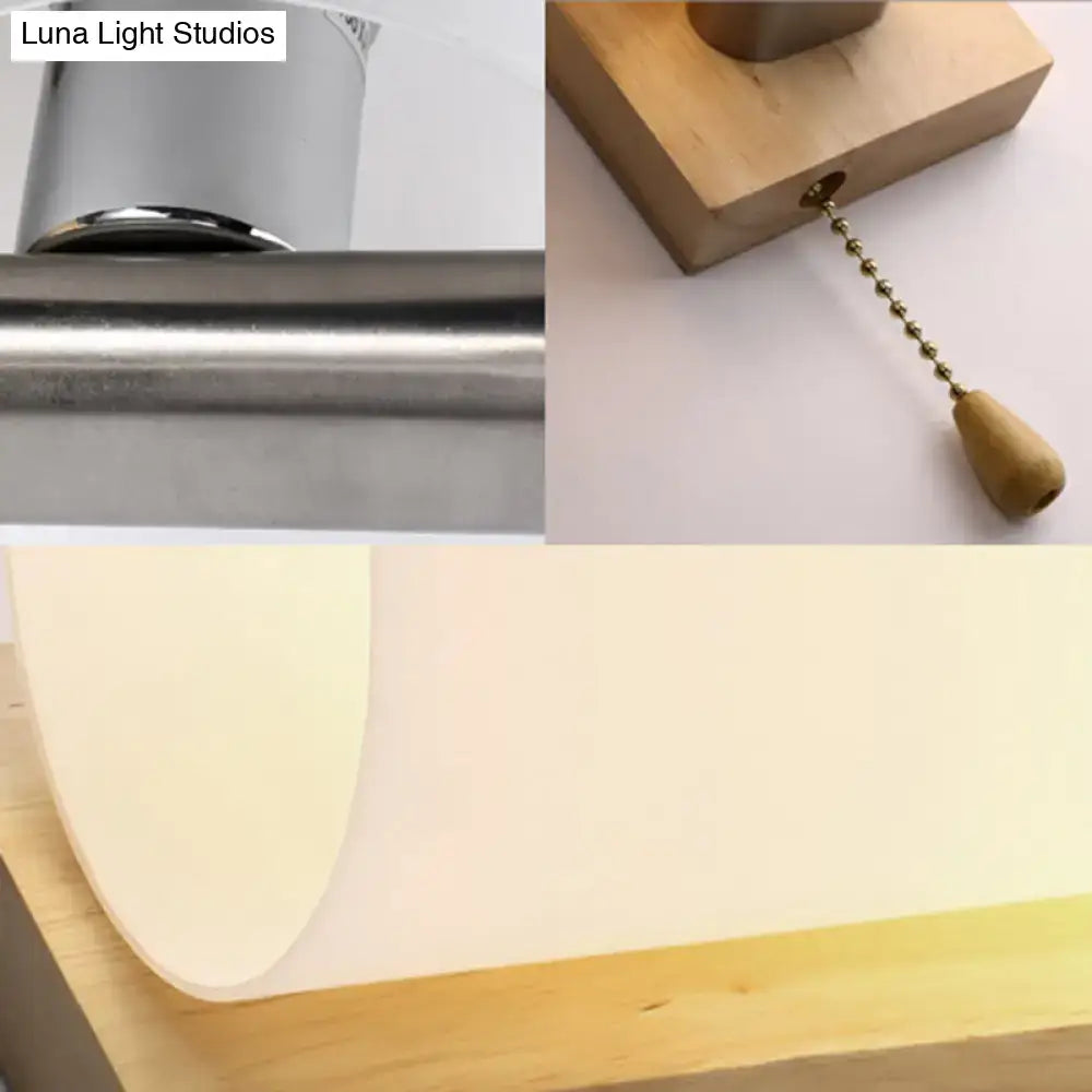 Modern brass and opal glass wall lamp with sleek chrome ceiling lamp and wooden base pull chain switch 220v-240v