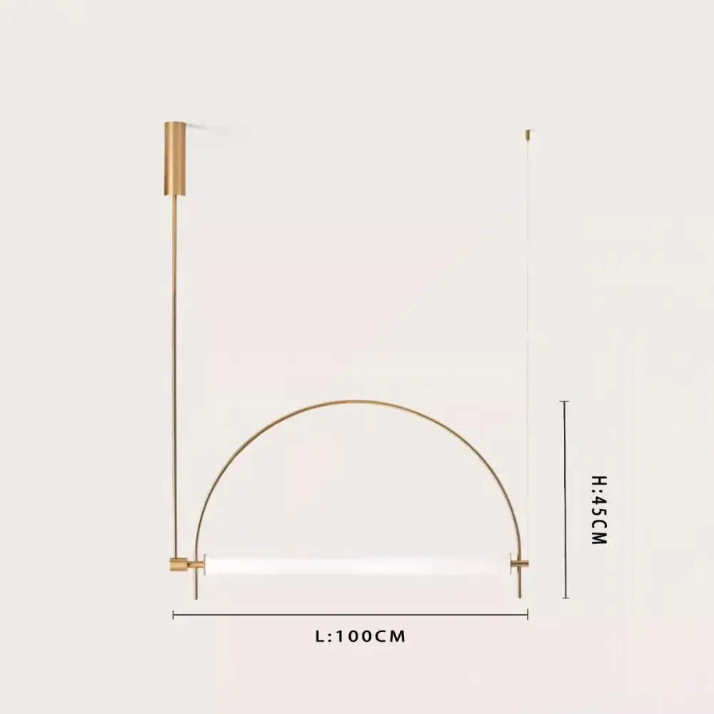 Modern minimalist pendant light with sleek gold-toned metal frame and polished chrome finish transparent acrylic panel