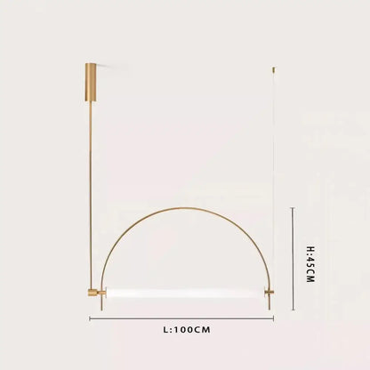 Modern minimalist pendant light with sleek gold-toned metal frame and polished chrome finish transparent acrylic panel