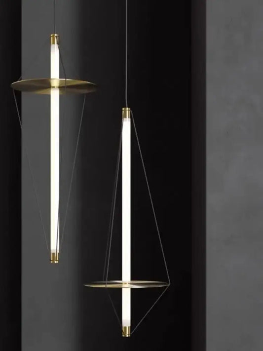 Modern brass and white led disc pendant light with slender glowing tubes for elegant bedroom decorbites disc pendant lighting