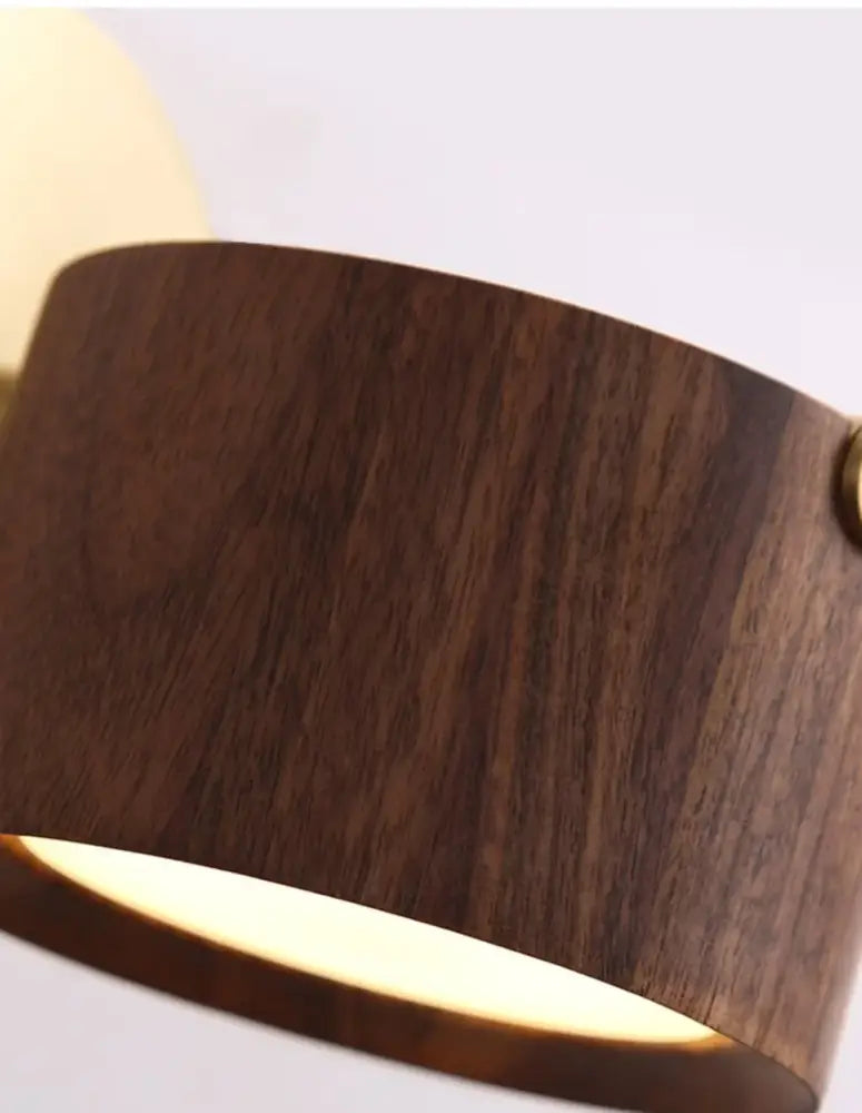Modern brass and wood base wall sconce with dark brown wooden lampshade and brass accent for living room decorbites led wood