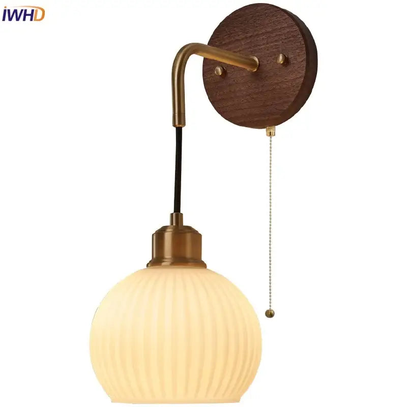 Modern brass and wood ribbed glass wall light with warm-toned globe pendant ideal for bedroom decorbites copper adjustable use