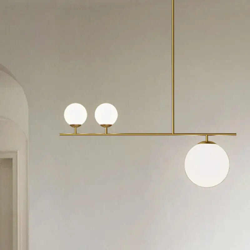 Decorbites minimalistic brass ball pendant light with three frosted opal glass globes for dining room 220v-240v 110v-120v