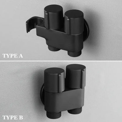 Modern brass bidet faucet set featuring a black matte dual-handle shower faucet diverter with sleek design