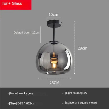 Smoky gray glass ball led ceiling light with black iron fixture from decorbites modern brass and black glass ball series