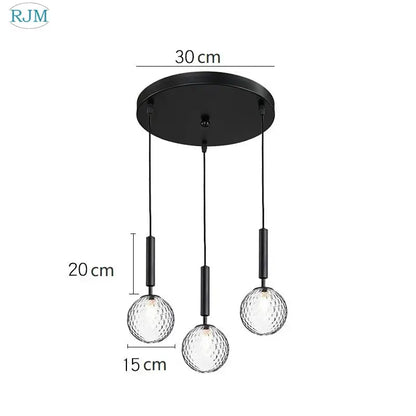 Modern brass and black pendant light with three textured glass ball led globes for dining room decorbites glass ball