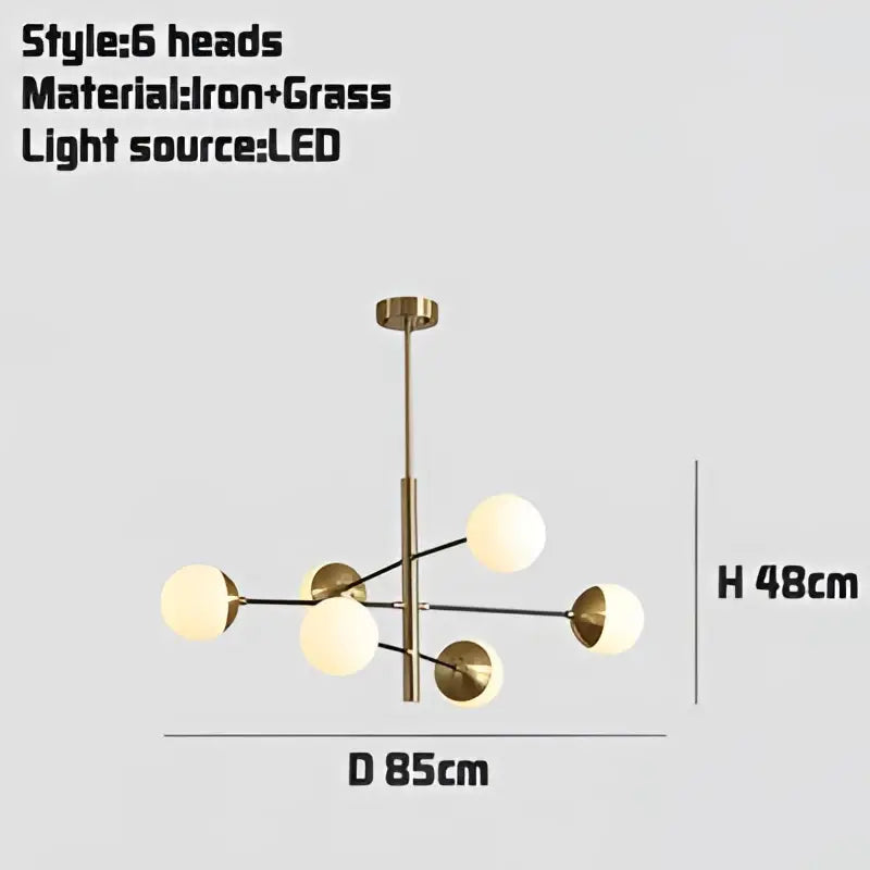 Modern brass and black glass bubble chandelier with six frosted glass light heads for dining room decorbites glass bubble lighting