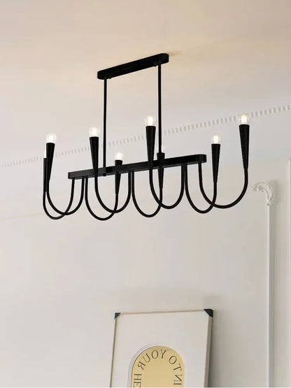 Black wrought iron six-arm pendant chandelier with exposed bulbs for modern brass black pendant kitchen island light decorbites black pendant