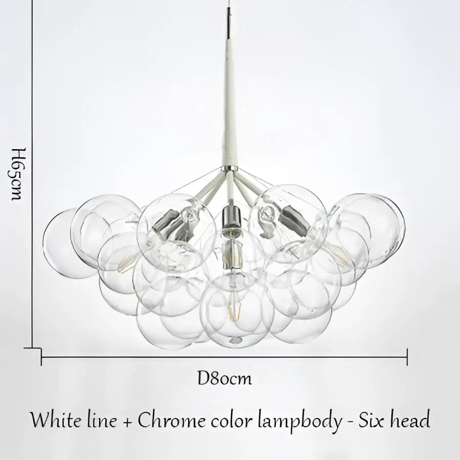 Modern brass bubble chandelier with six clear glass globe bulbs and white chrome frame for bedroom lighting decorbites bubble chandelier