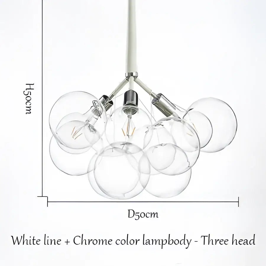 Modern brass bubble chandelier with three clear glass bulbs and white line chrome body for bedroom lighting decorbites bubble chandelier