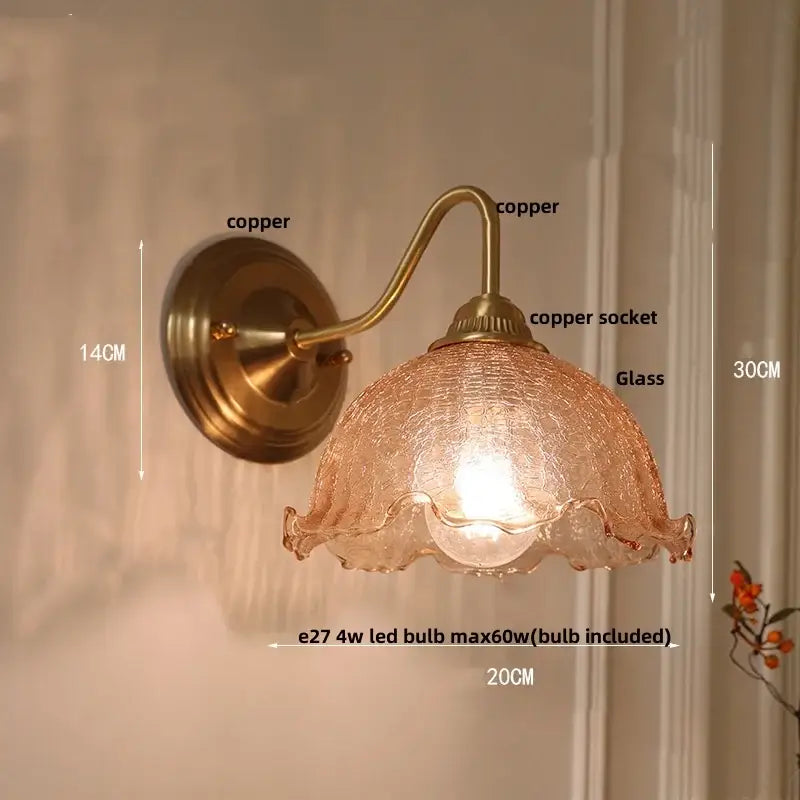 Modern brass butterfly wall sconce with antique brass finish and amber textured glass shade for bedroom decorbites clear glass