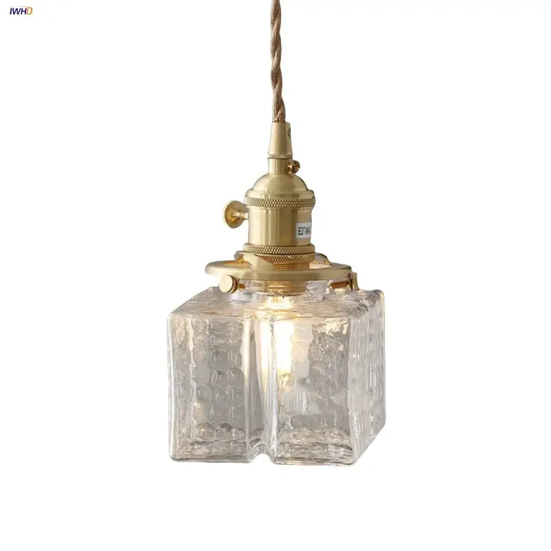 Modern brass clear glass led pendant light with textured glass and twisted cord for dining room decorbites pendant light