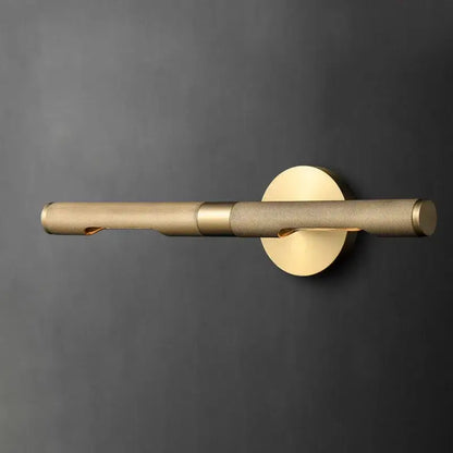 Modern brass copper mirror wall lamp with gold-toned cylindrical bar and textured section for bedroom bathroom decorbites brass copper