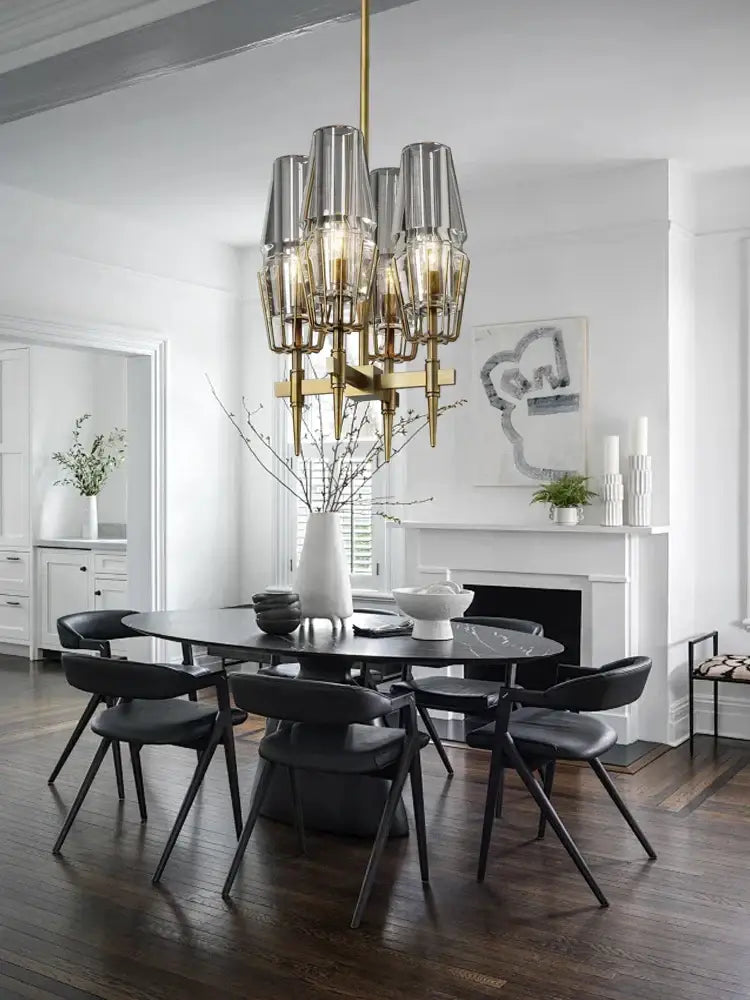Modern brass crystal bronze pendant lamp with cylindrical glass shades for elegant dining room decorbites crystal bronze lighting