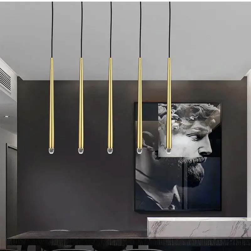 Modern brass crystal led pendant chandelier with five slender gold-toned led pendant chandelier decorbites crystal led lights