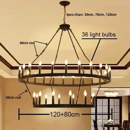 Modern brass double tier pendant chandelier in dark bronze with 36 candle-style bulbs ideal for living room decorbites black metal led