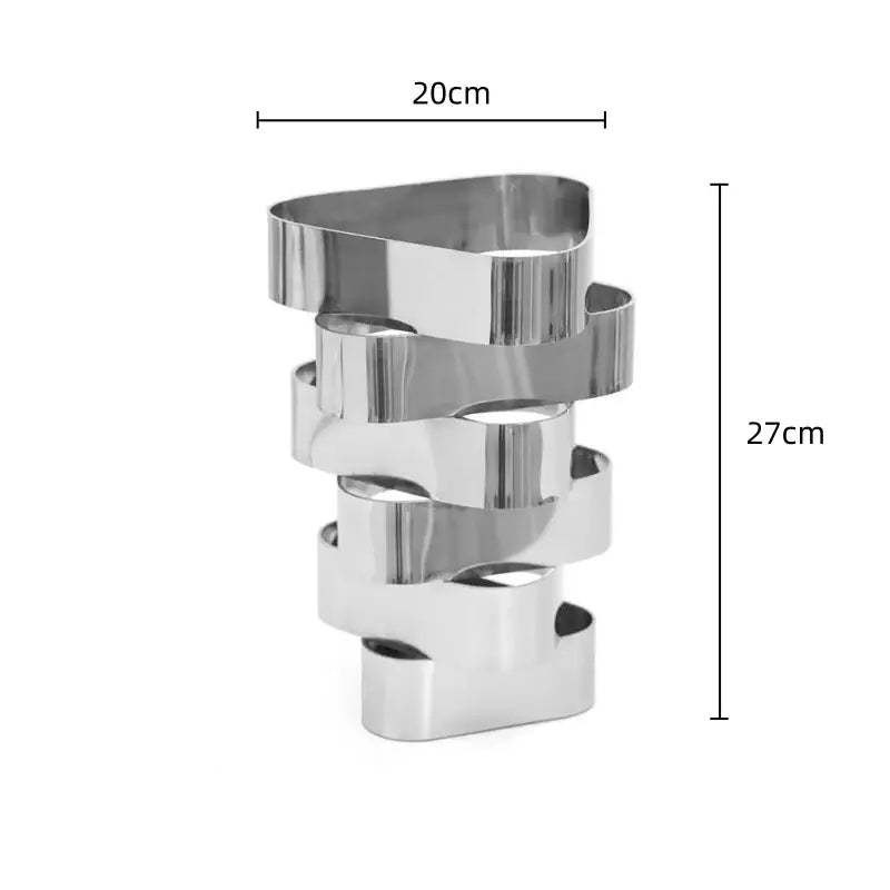 A sleek modern stainless steel decorbites geometric vase with a layered design for metallic living room decor