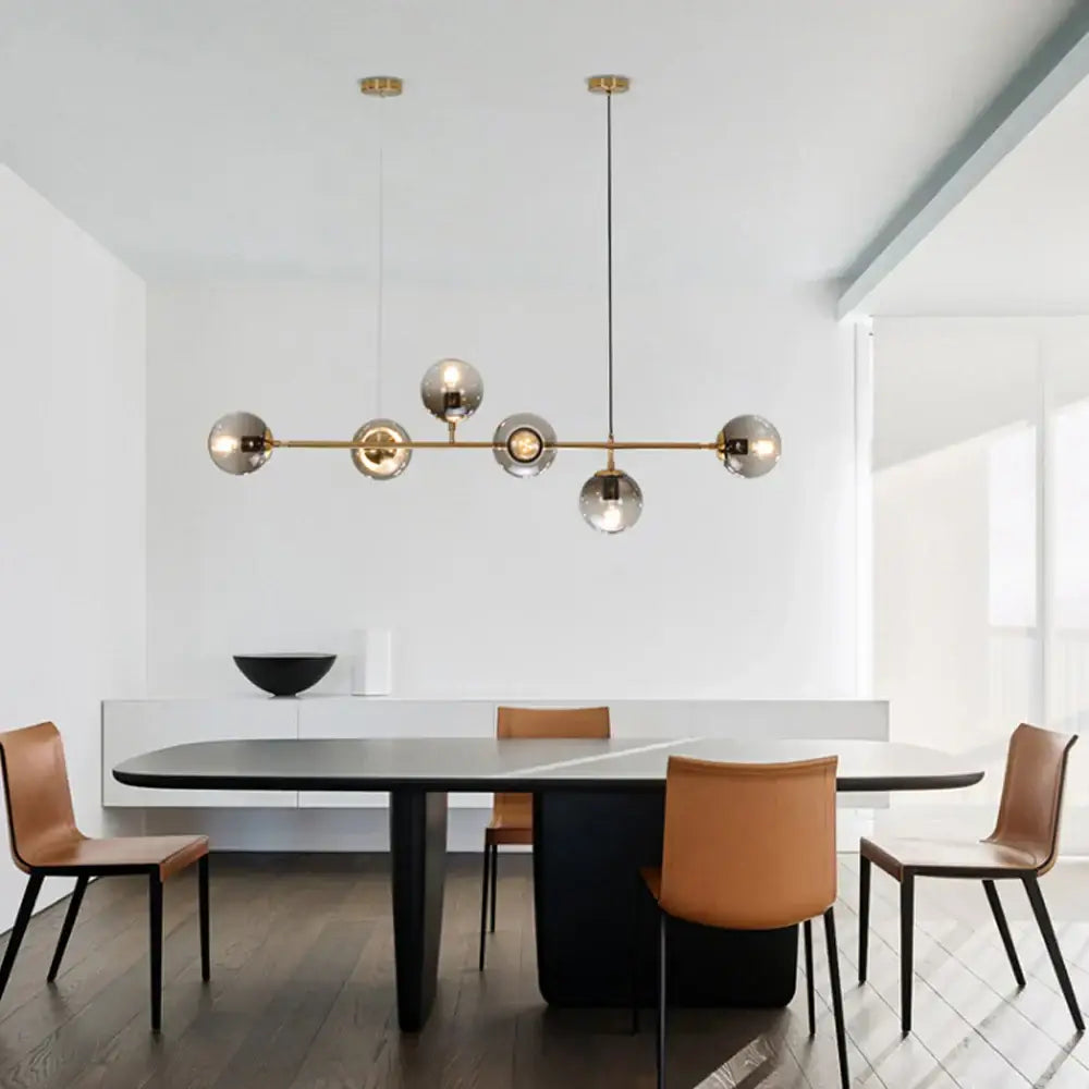 Modern brass glass ball led chandelier with spherical glass globes for dining room pendant lighting decorbites glass ball
